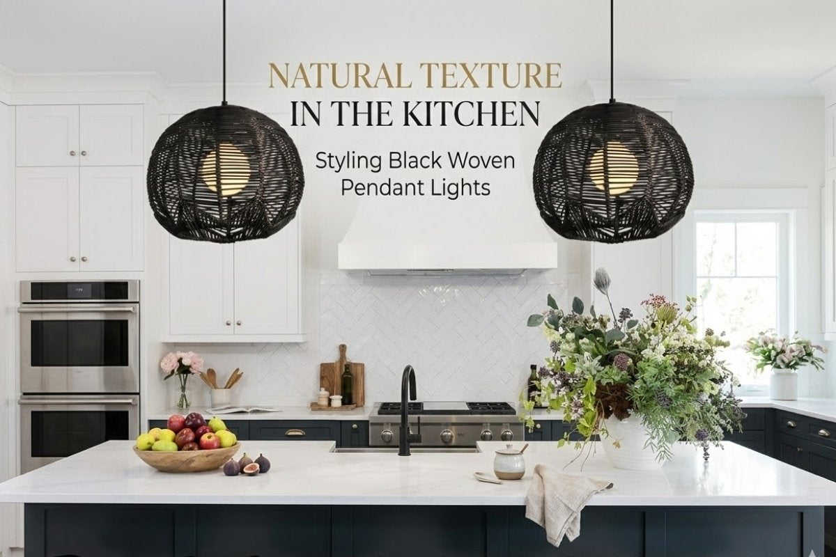 Black Rattan Woven Pendant Light in AU