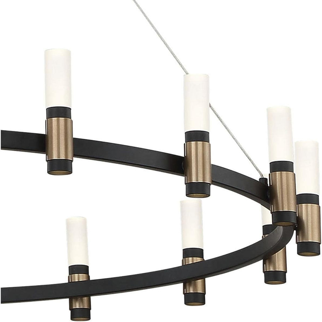 Circular Wagon Wheel Chandelier LED - Copper Natural Colour+Black