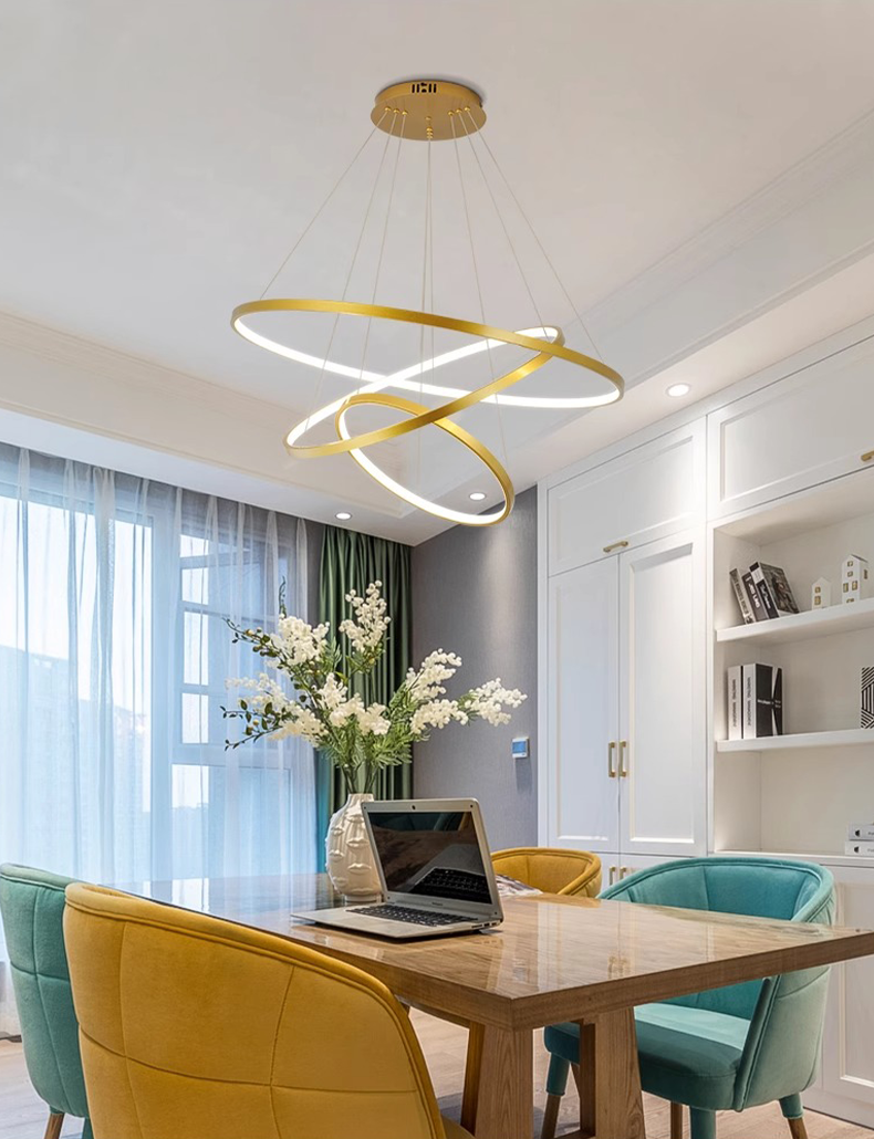 Saturn 3 Ring Pendant Light LED - Golden
