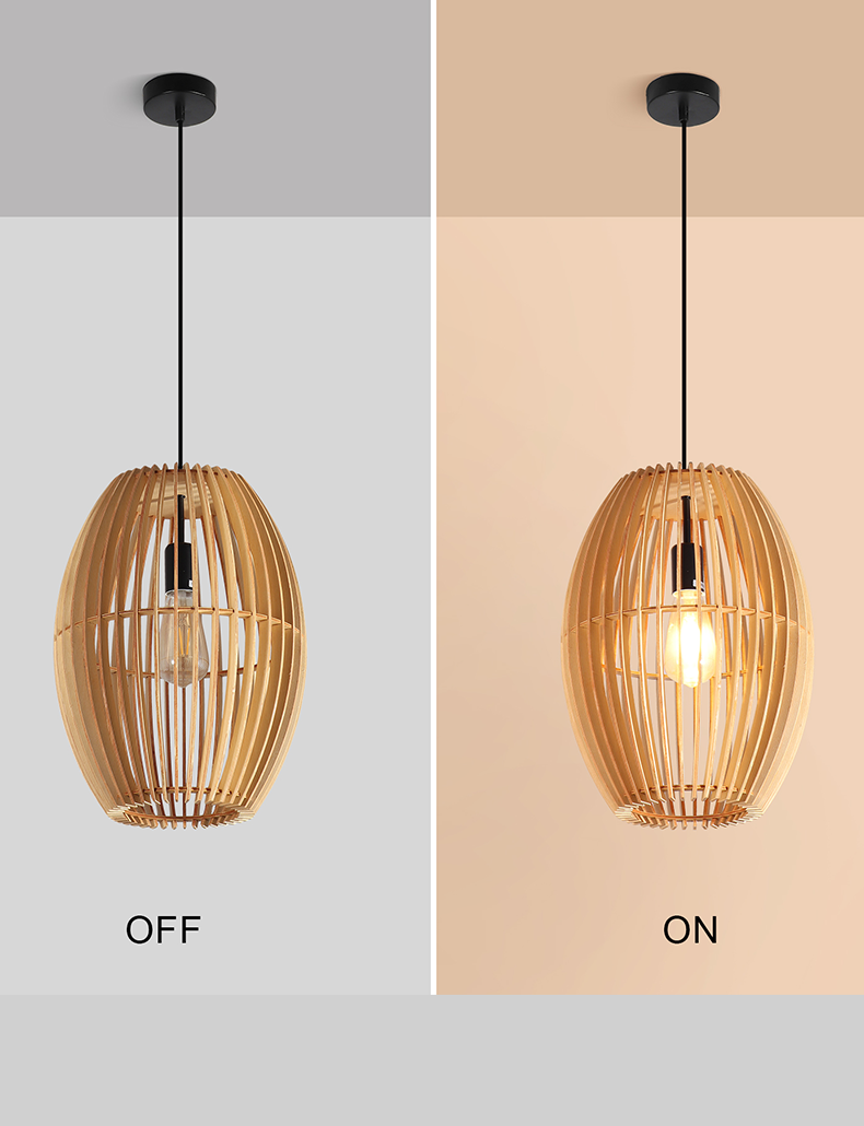 Modern Birdcage  Wooden Pendant Light