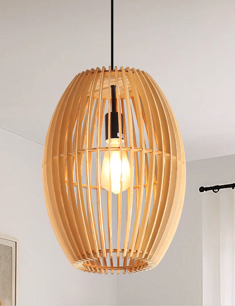 Modern Birdcage  Wooden Pendant Light