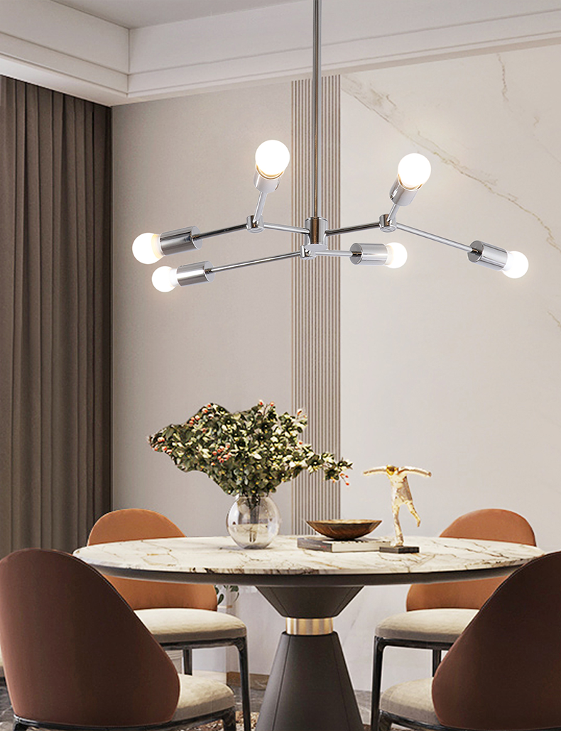 Modern Sputnik Chandelier 6 Lights - Chrome