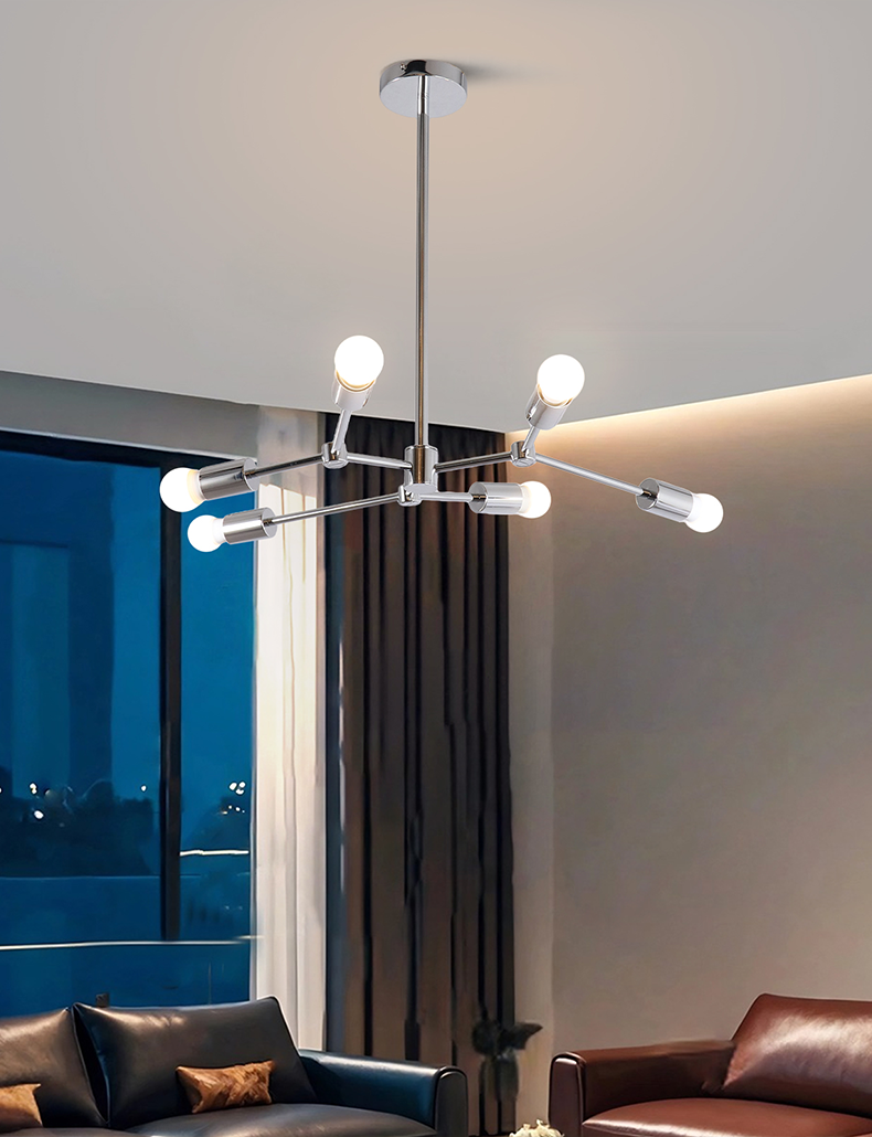 Modern Sputnik Chandelier 6 Lights - Chrome