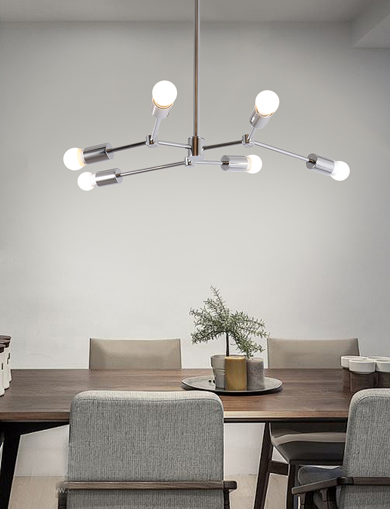 Modern Sputnik Chandelier 6 Lights - Chrome