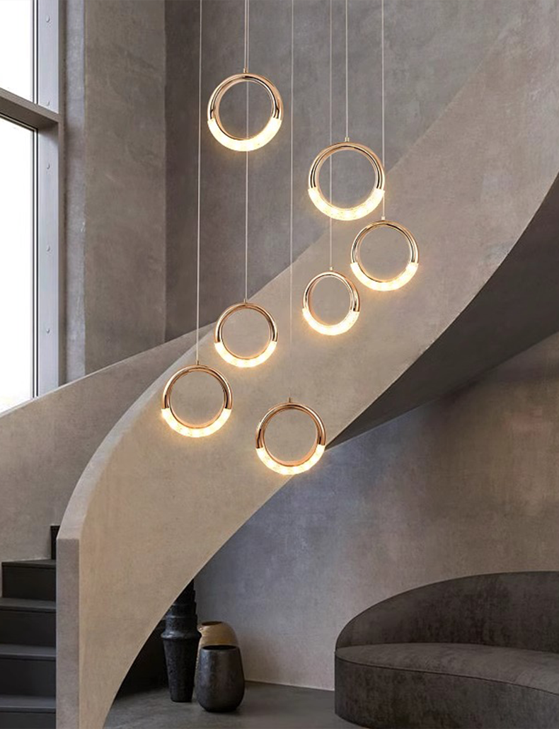 Modern Pearl Chandelier LED - Gold Metal, Clear Acrylic