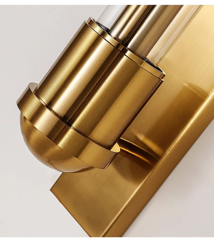 Modern Candlestick Glass Wall Lamp - Immitation Copper Metal+Clear Crystal