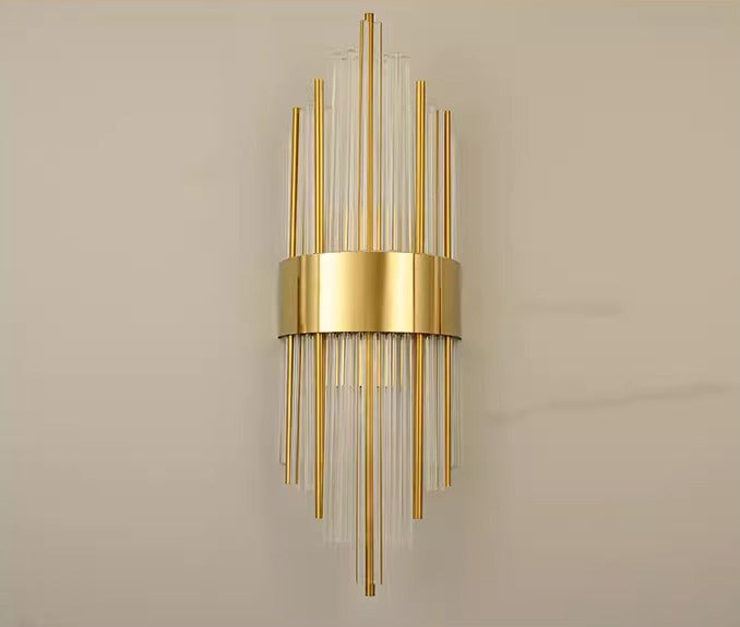 Modern Crystal Wall Sconce With Stainless Steel Base -  Titanium Gold