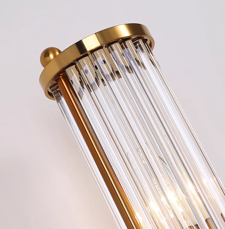 Modern Luxury Golden Cylindrical Crystal Wall Sconce