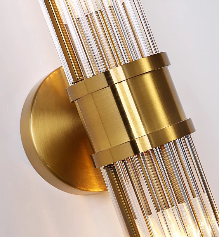 Modern Luxury Golden Cylindrical Crystal Wall Sconce