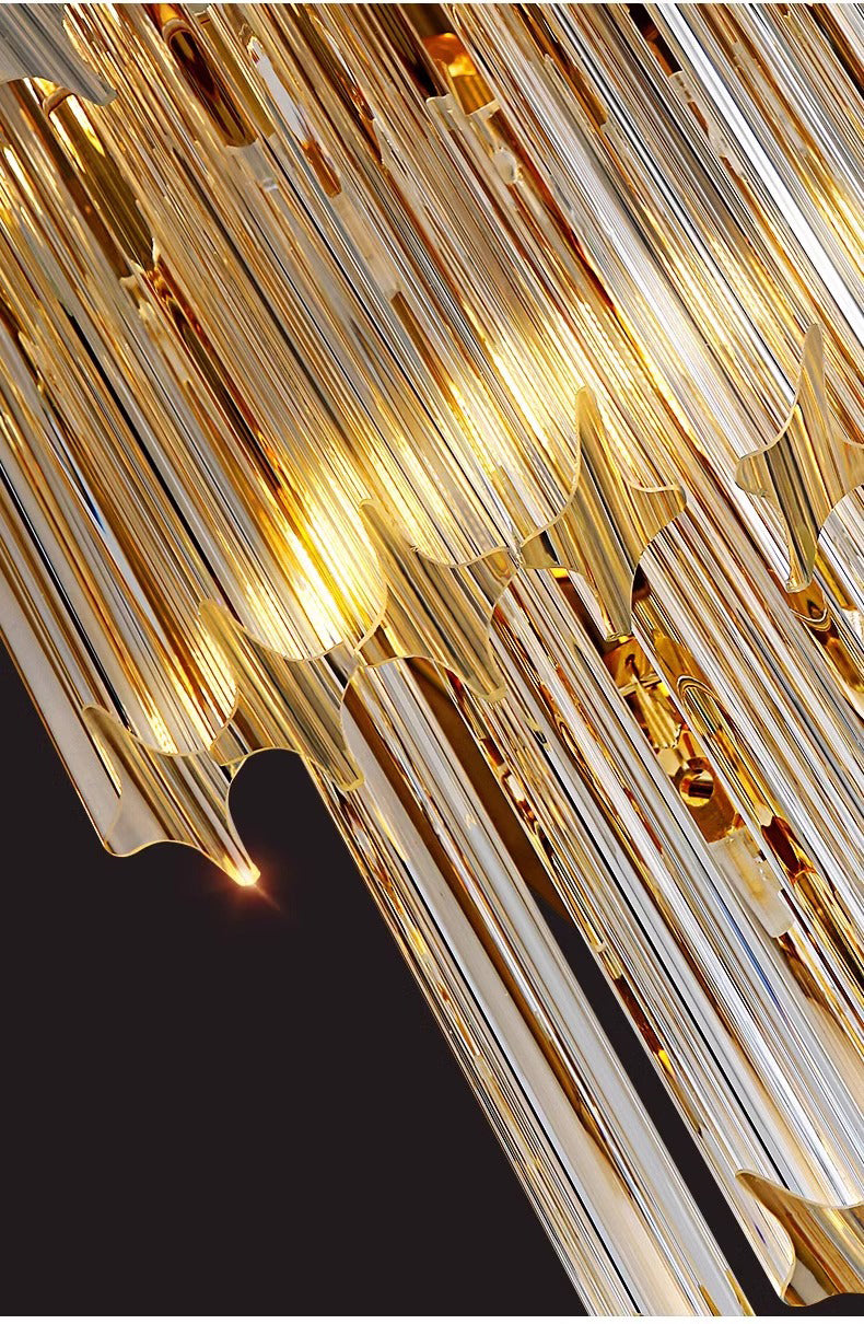 Modern Waterfall Crystal Wall Lamp - Gold Metal