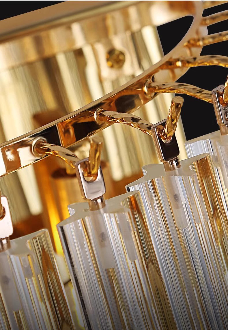 Modern Waterfall Crystal Wall Lamp - Gold Metal
