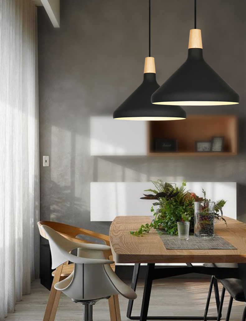 Nordic Coned Pendant Light  Slim - Black