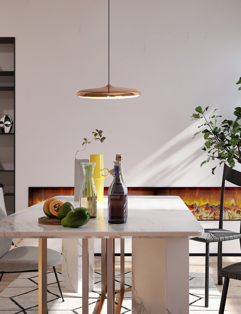 Nordic Slim Saucer LED Pendant Lamp Small D400mm - Copper