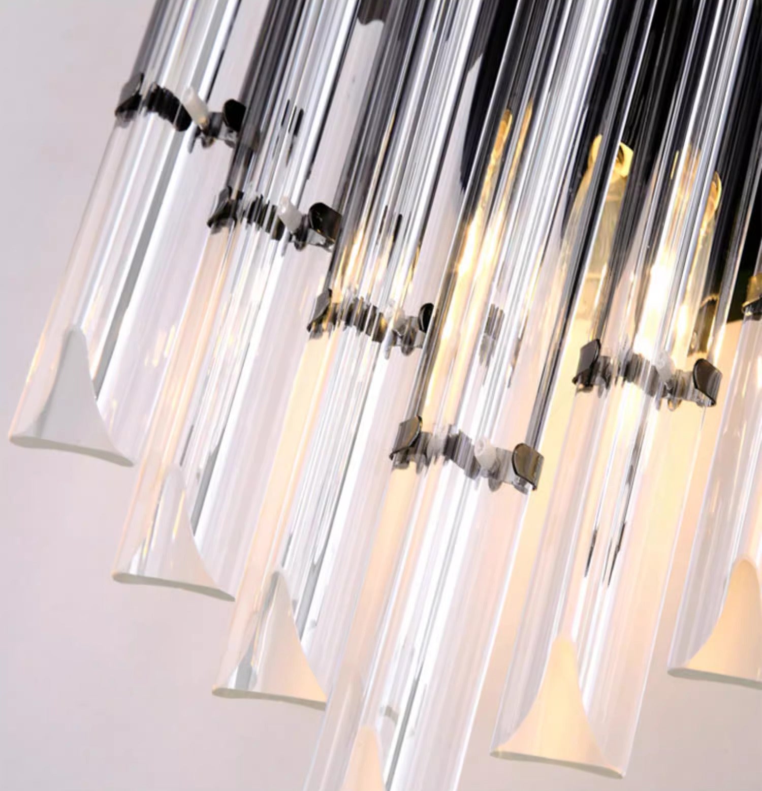 Nordic Tubular Crystal Wall Lamp - Pearl Black Metal + Clear Crystals