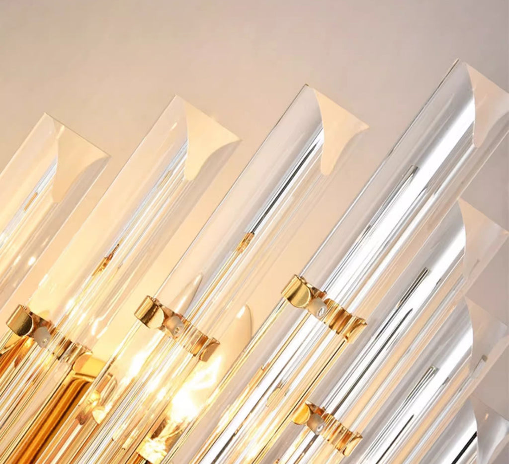 Nordic Tubular Crystal Wall Lamp - Electrophoresis gold metal + clear Crystal