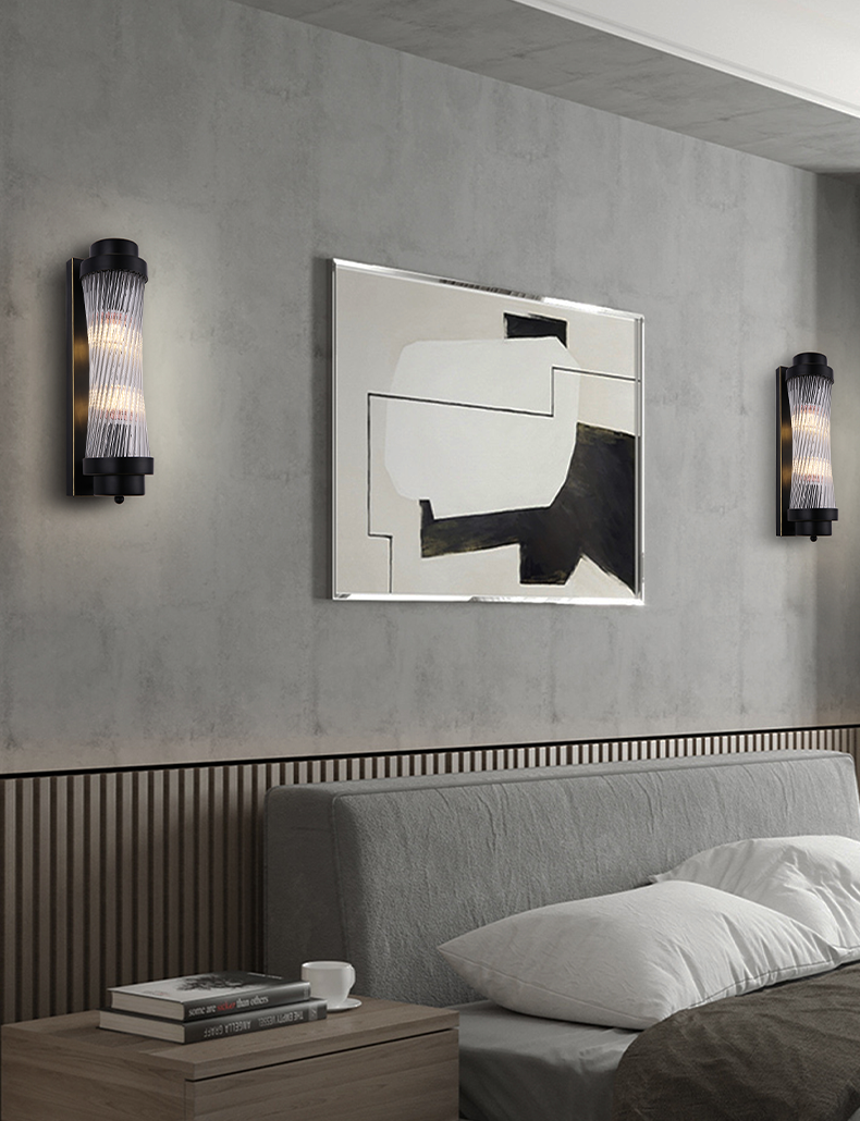 Ribbed Glass Slimline LED Wall Light