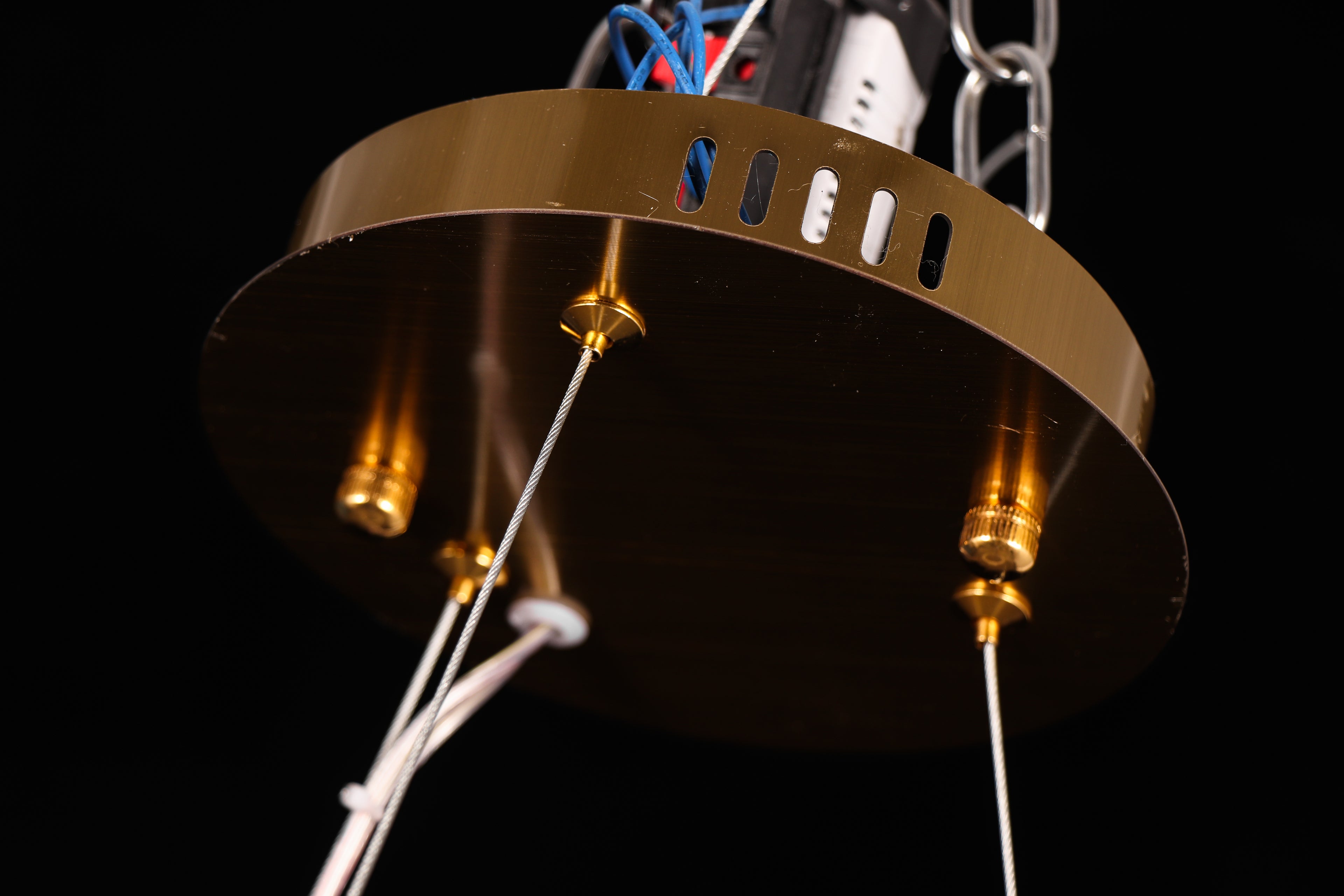 Rippled Crystal Circular Pendant Light - Drawing Titanium