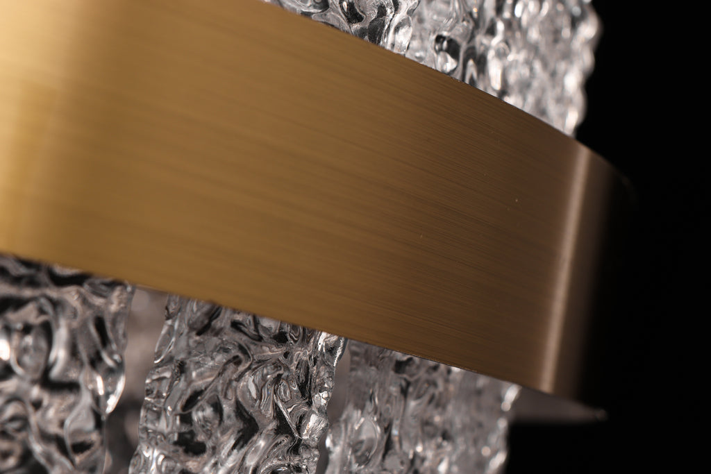 Rippled Crystal Circular Pendant Light - Drawing Titanium