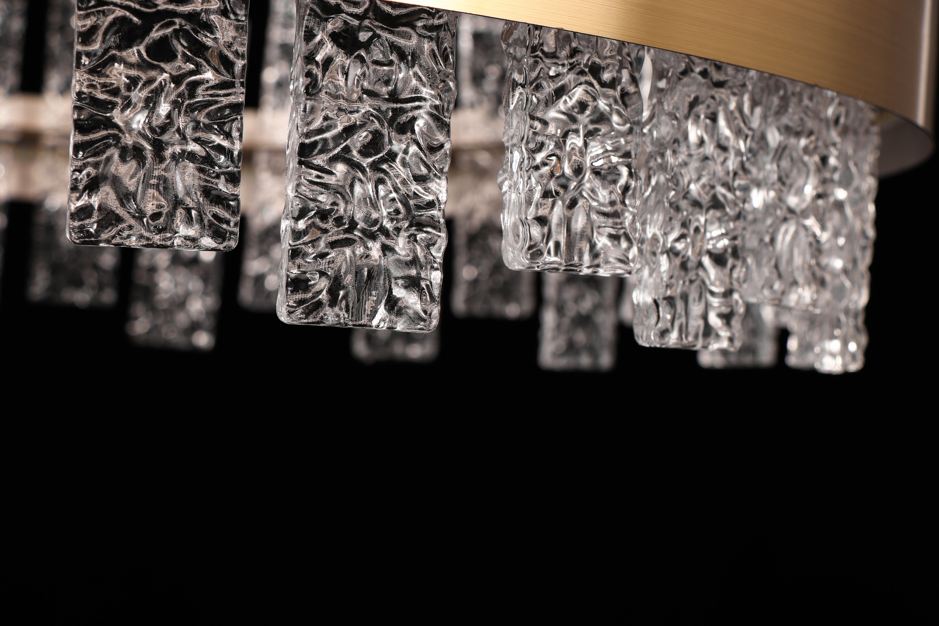 Rippled Crystal Circular Pendant Light - Drawing Titanium