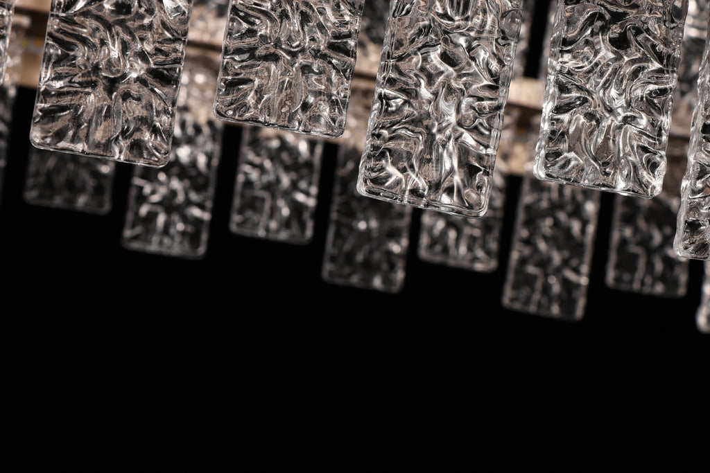 Rippled Crystal Rectangular Pendant Light - Drawing Titanium