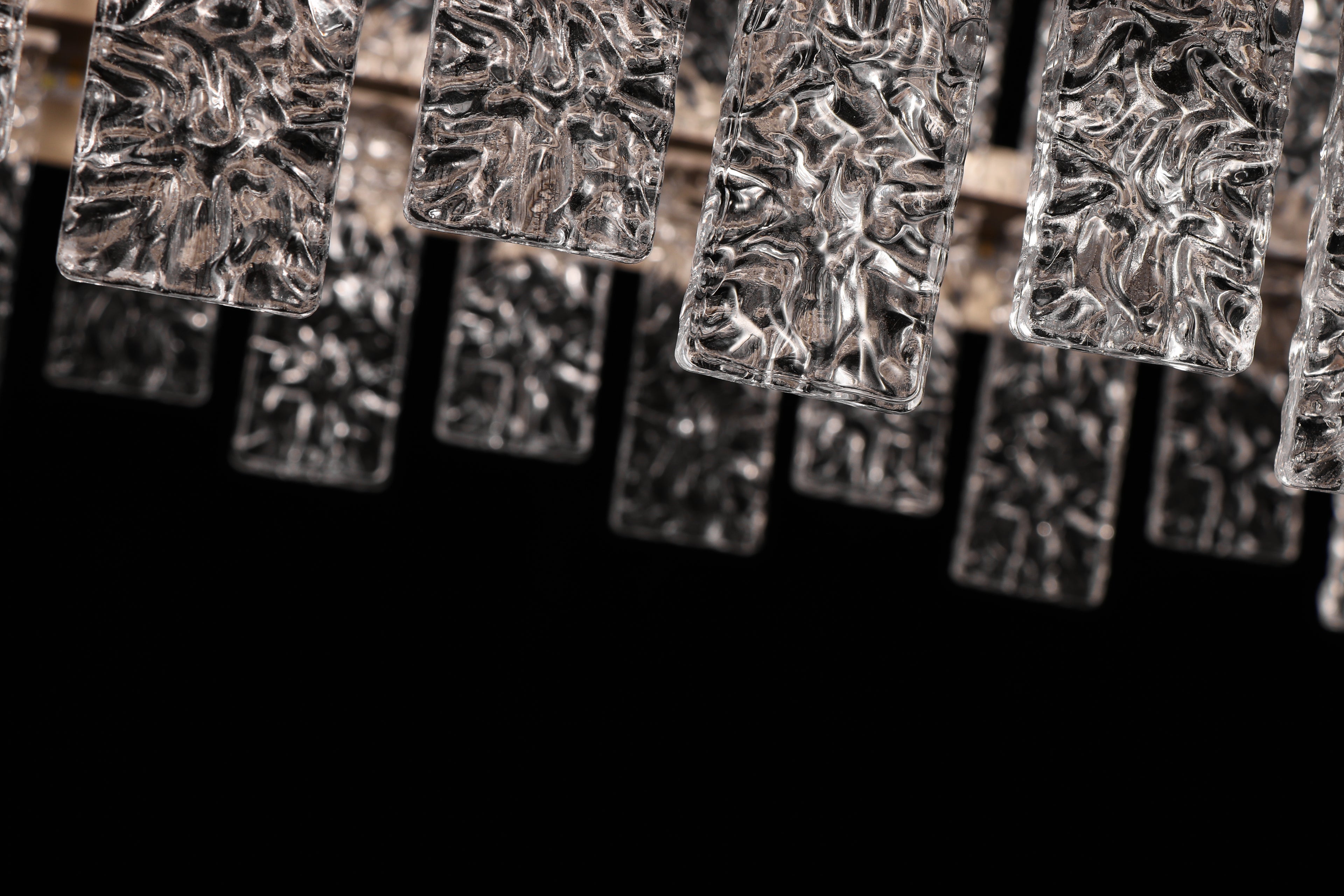 Rippled Crystal Rectangular Pendant Light - Drawing Titanium