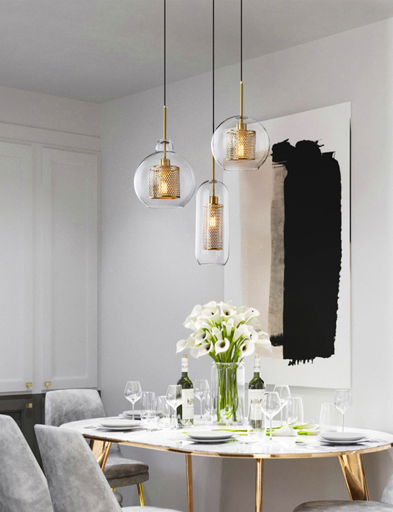 Rock N Roll Pendant Light - Bronze Metal,Clear Glass