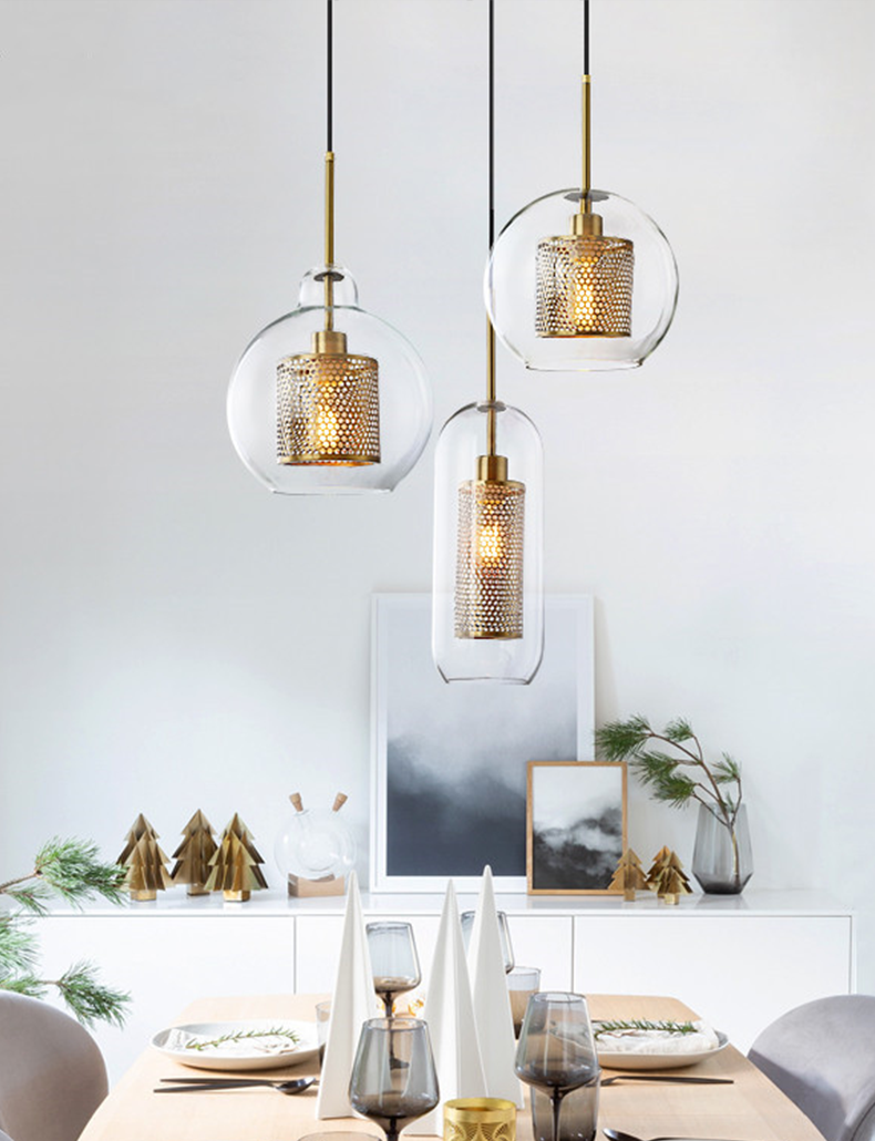 Rock N Roll Pendant Light - Bronze Metal,Clear Glass