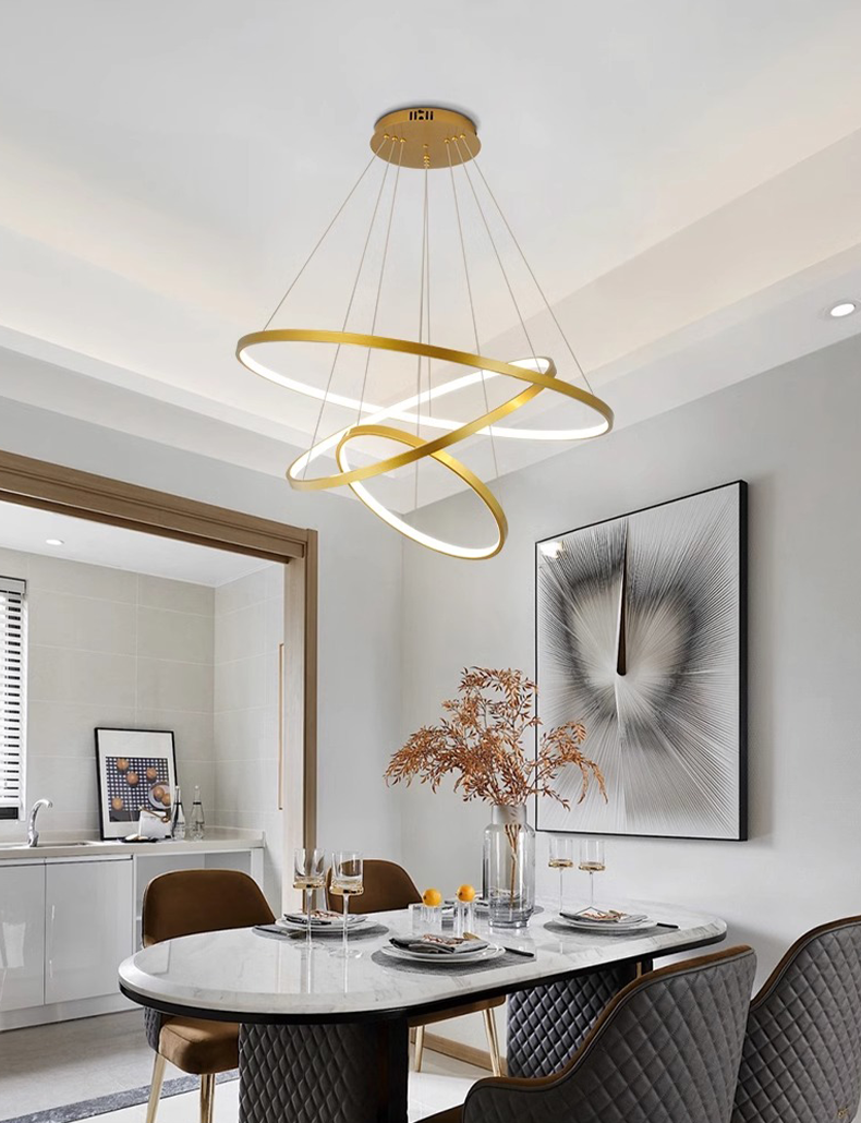 Saturn 3 Ring Pendant Light LED - Golden