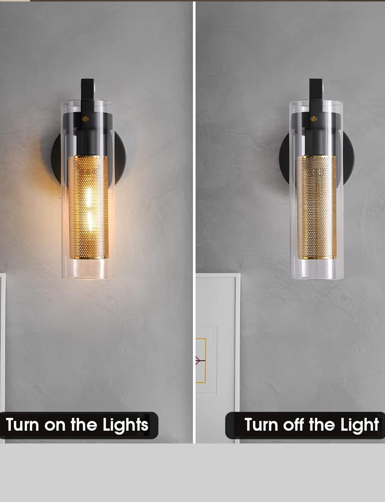 Wall Sconce with Clear Glass Shade - Gold