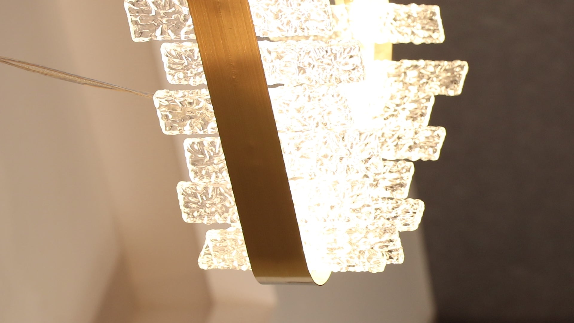 Rippled Crystal Rectangular Pendant Light - Drawing Titanium